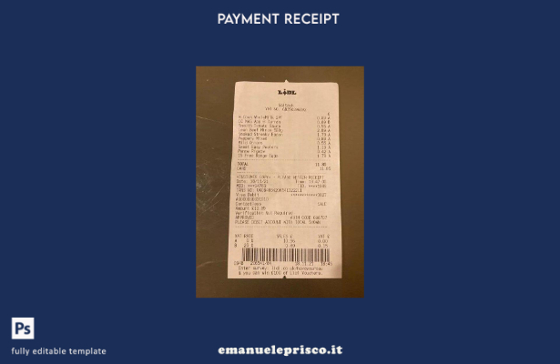 modello di ricevuta di pagamento del supermercato Lidl in stile verificato